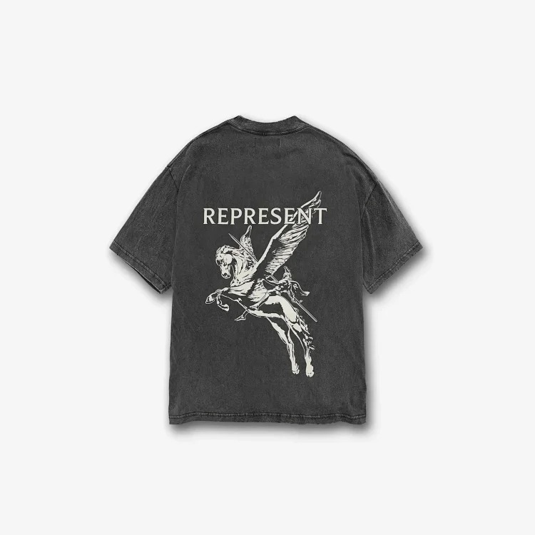Washed distressed short-sleeved collection Doberman vintage retro heavyweight T-shirt