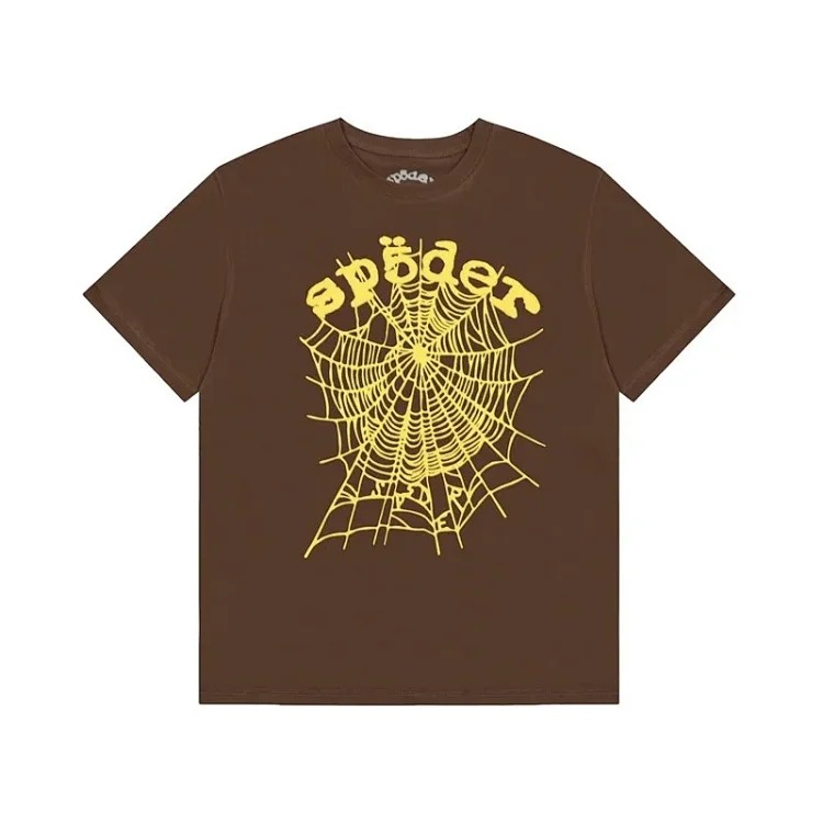 Spider web print summer loose and trendy short-sleeved T-shirt for men and women couples