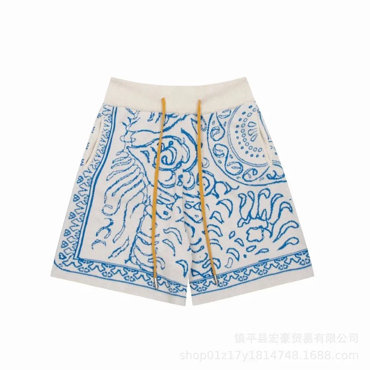 Jacquard Cashew Flower Letter Fashion Casual Unisex Sweater Knitted Shorts