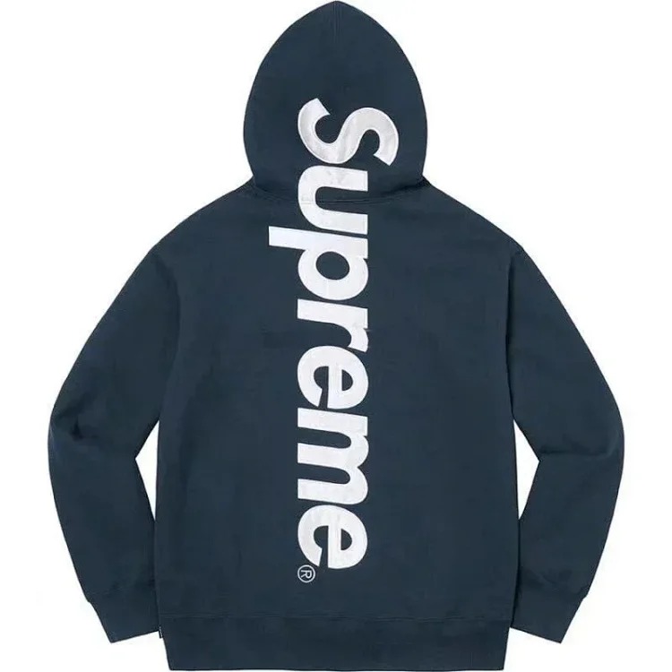 European and American trendy Satin Appliqué Hooded Sweatshirt hooded long-sleeved fleece sweatshirt