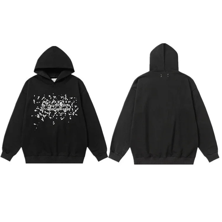 MM6 Maison Margiela Autumn and Winter Loose Jacket Casual Hooded Sweatshirt Trendy Print