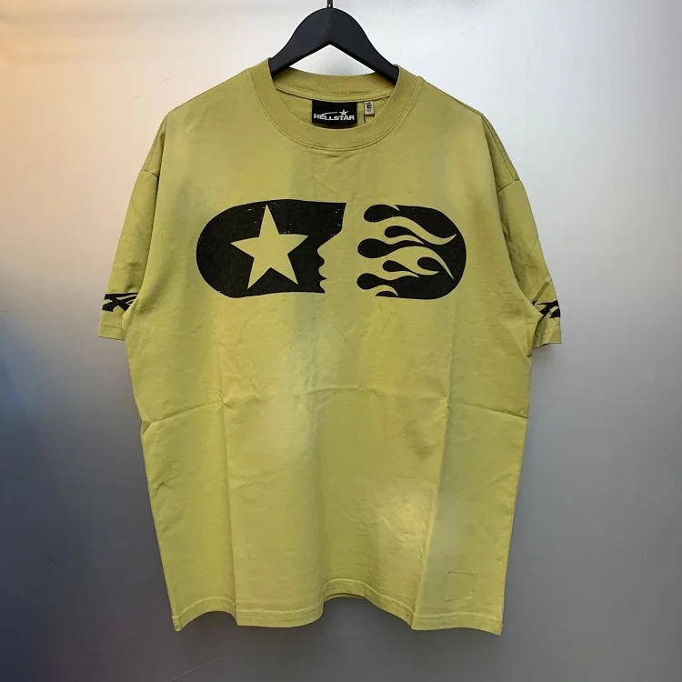 Hellstar Heavy retro Hell Star Future Man print casual loose round neck short-sleeved T-shirt
