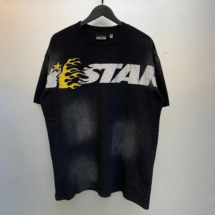 Hellstar Heavy retro Hell Star Future Man print casual loose round neck short-sleeved T-shirt