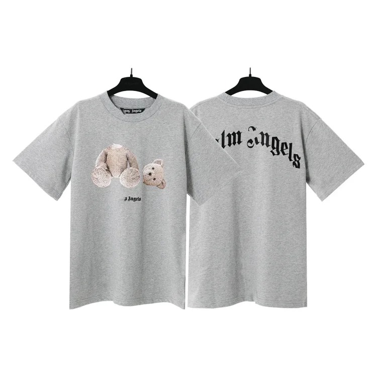 PA palm letter print round neck short-sleeved loose T-shirt