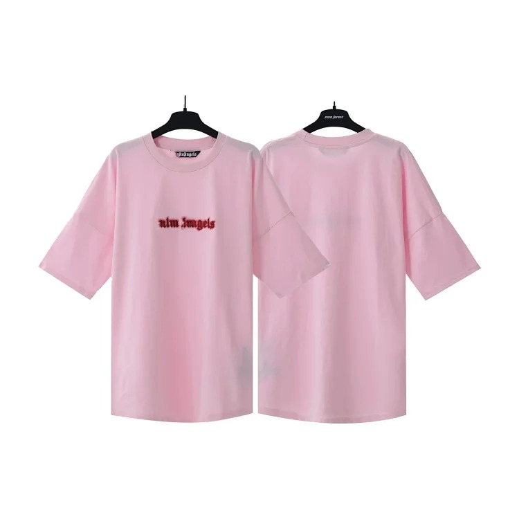 PA palm letter print round neck short-sleeved loose T-shirt