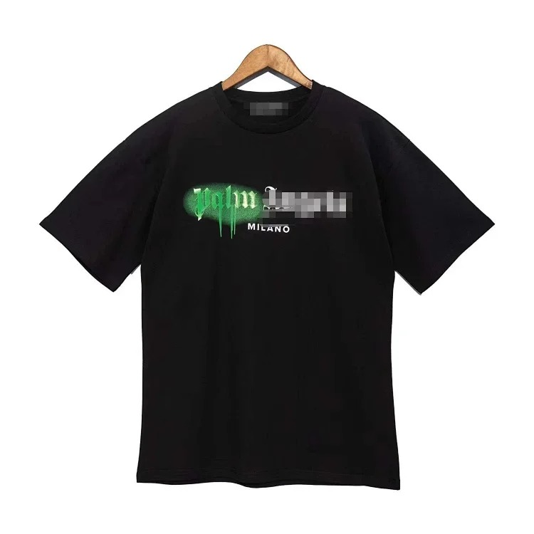 PA palm letter print round neck short-sleeved loose T-shirt