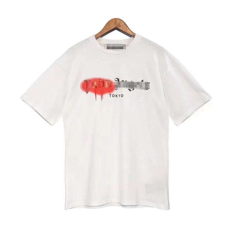 PA palm letter print round neck short-sleeved loose T-shirt