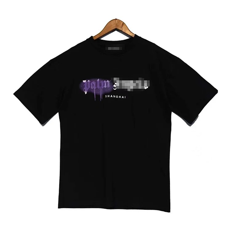 PA palm letter print round neck short-sleeved loose T-shirt