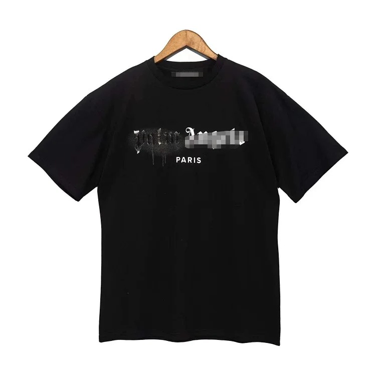 PA palm letter print round neck short-sleeved loose T-shirt
