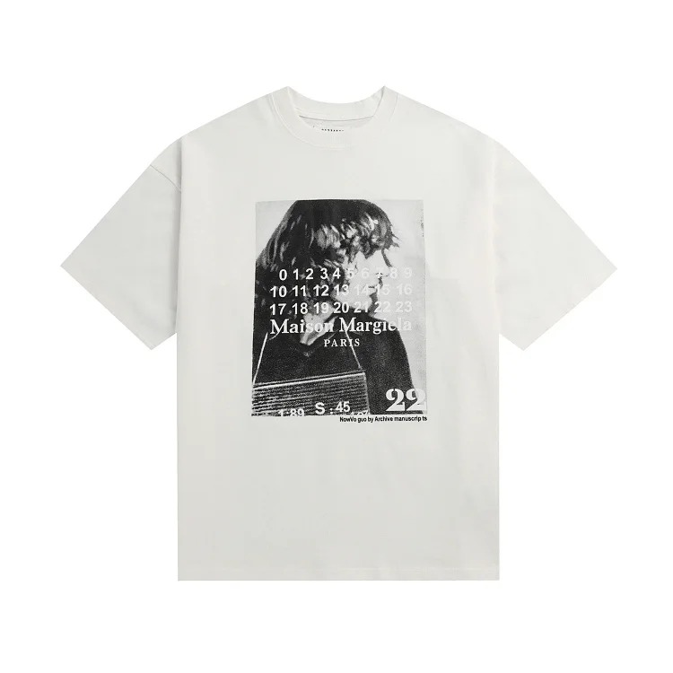 MM6 Maison Margiela digital pattern round neck men's and women's trendy short-sleeved T-shirt series