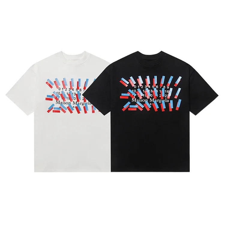 MM6 Maison Margiela digital pattern round neck men's and women's trendy short-sleeved T-shirt series