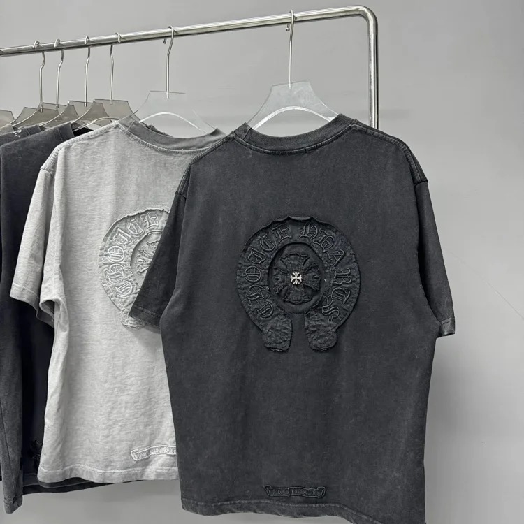 Heavy industry washed and distressed casual short-sleeved T-shirts for men and women