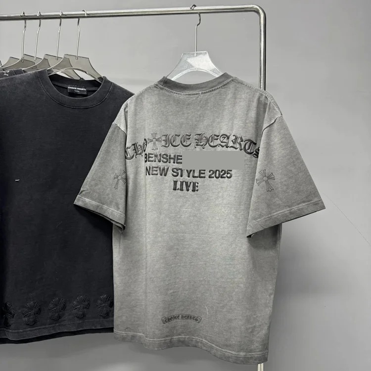 Heavy industry washed and distressed casual short-sleeved T-shirts for men and women