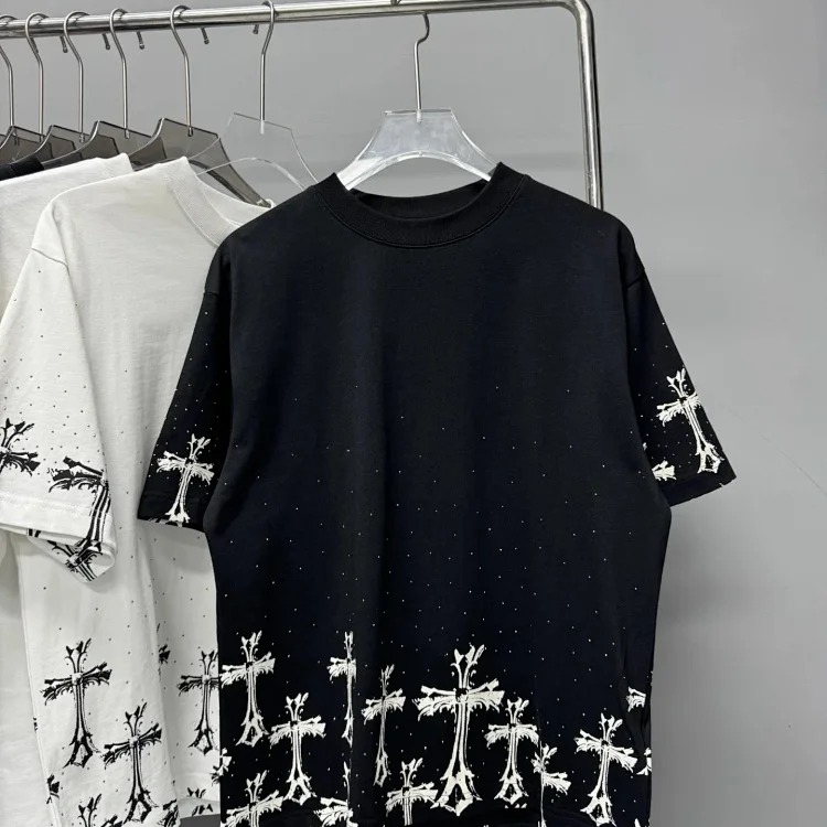Heavy industry washed and distressed casual short-sleeved T-shirts for men and women