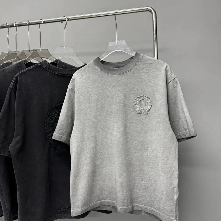 Heavy industry washed and distressed casual short-sleeved T-shirts for men and women