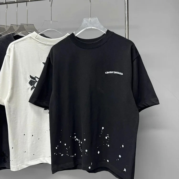 Heavy industry washed and distressed casual short-sleeved T-shirts for men and women