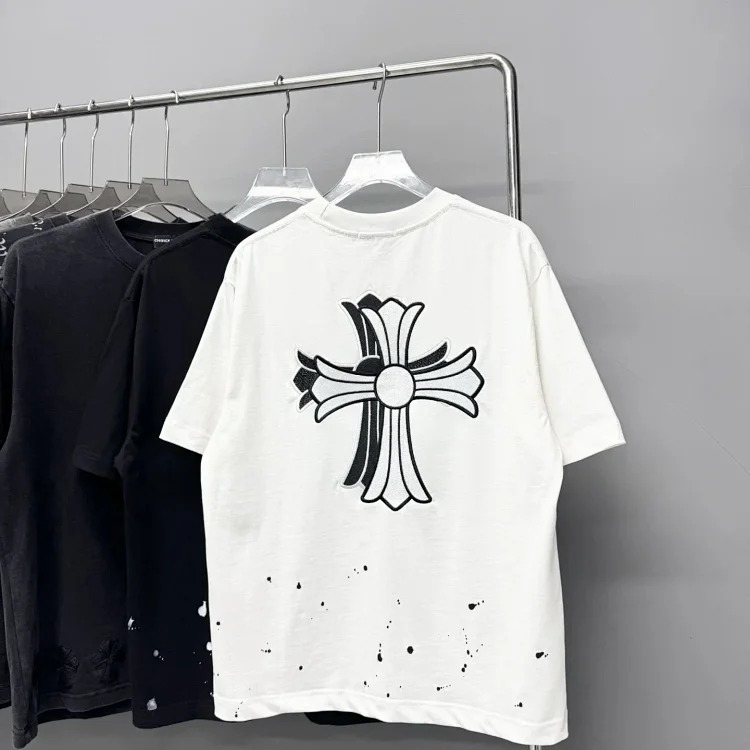 Heavy industry washed and distressed casual short-sleeved T-shirts for men and women