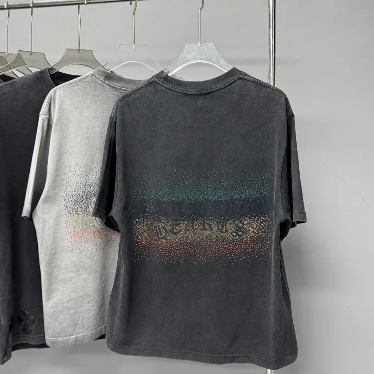 Heavy industry washed and distressed casual short-sleeved T-shirts for men and women