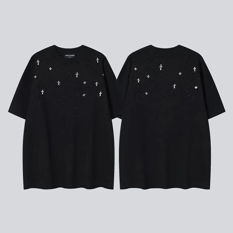 Heavy industry washed and distressed casual short-sleeved T-shirts for men and women
