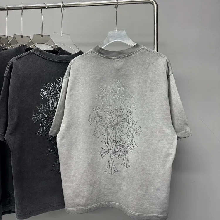 Heavy industry washed and distressed casual short-sleeved T-shirts for men and women