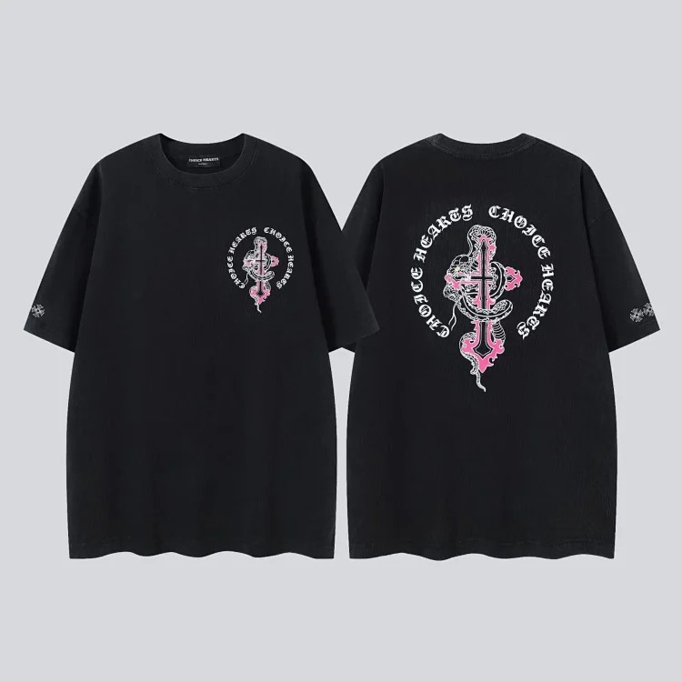 Heavy industry washed and distressed casual short-sleeved T-shirts for men and women