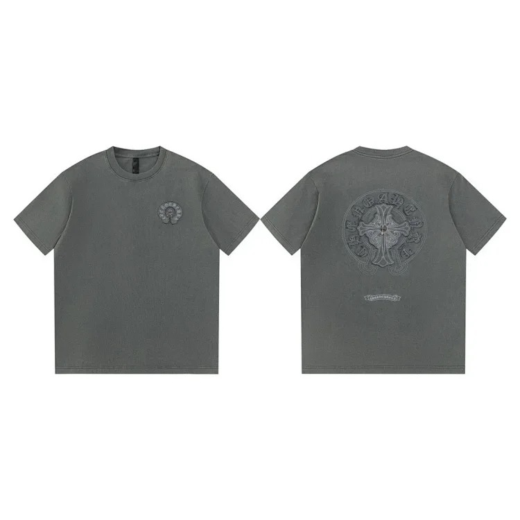 Heavy industry washed and distressed casual short-sleeved T-shirts for men and women