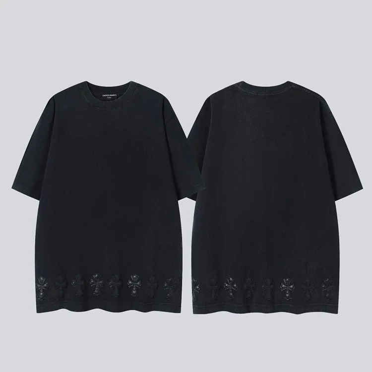 Heavy industry washed and distressed casual short-sleeved T-shirts for men and women