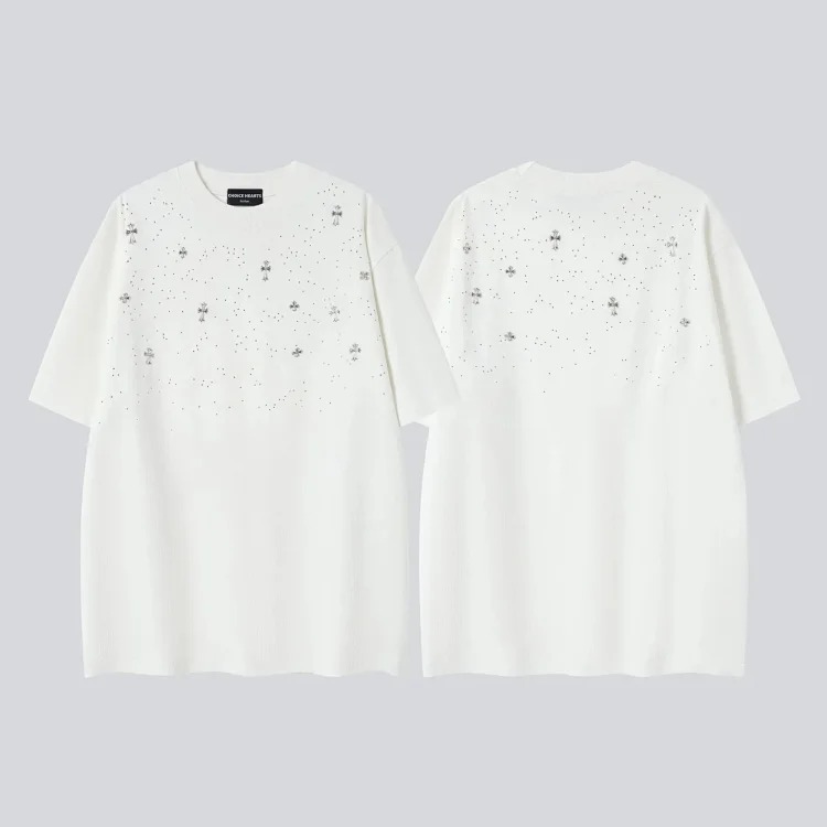 Heavy industry washed and distressed casual short-sleeved T-shirts for men and women
