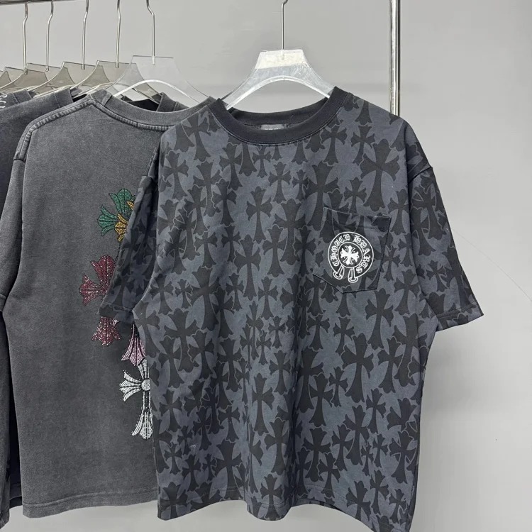 Heavy industry washed and distressed casual short-sleeved T-shirts for men and women