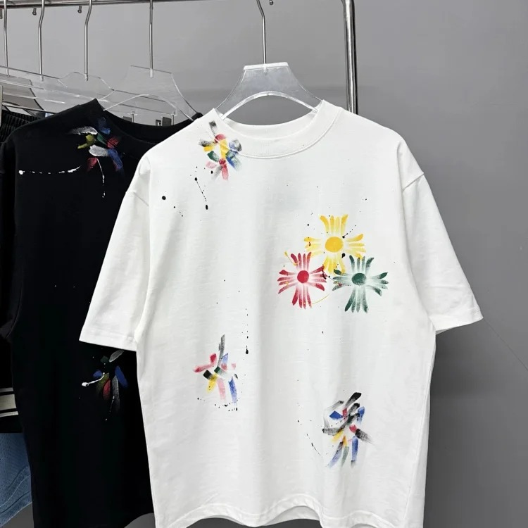 Heavy industry washed and distressed casual short-sleeved T-shirts for men and women