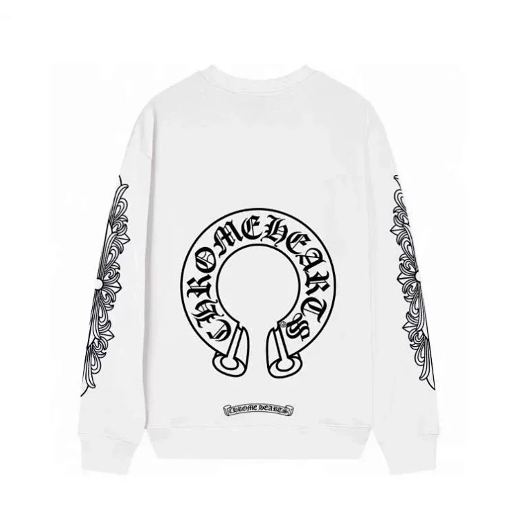 Horseshoe floral arm print round neck sweatshirt for men and women image 2