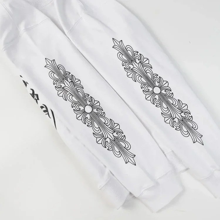 Horseshoe floral arm print round neck sweatshirt for men and women image 8