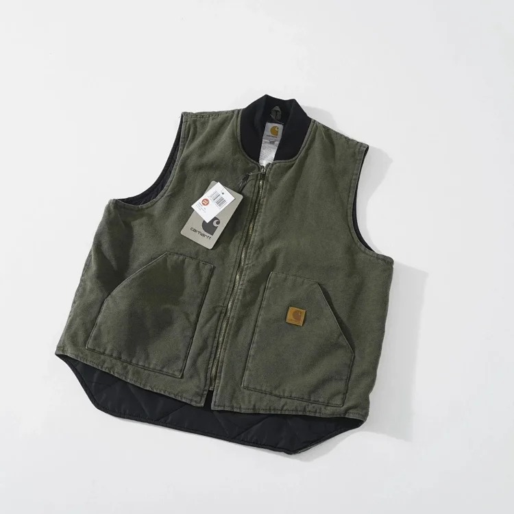 High-quality carh V02 vintage retro washed workwear cotton vest vest couple casual solid color jacket