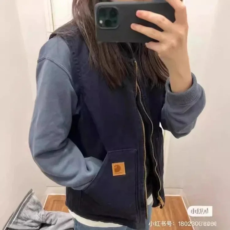 High-quality carh V02 vintage retro washed workwear cotton vest vest couple casual solid color jacket