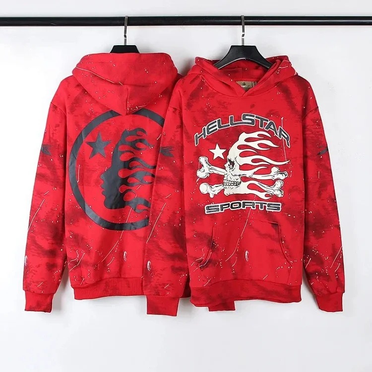 [hello series] fog high street washed and distressed heavy worker head print casual sweatshirt couple wear hoodie