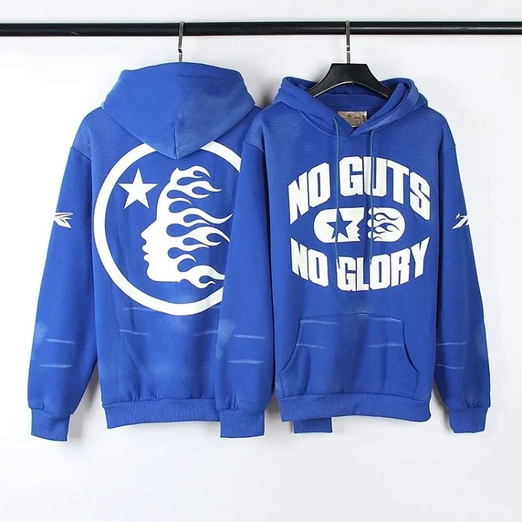 [hello series] fog high street washed and distressed heavy worker head print casual sweatshirt couple wear hoodie