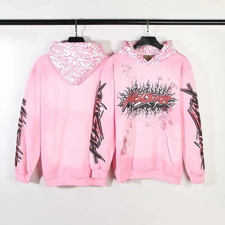 [hello series] fog high street washed and distressed heavy worker head print casual sweatshirt couple wear hoodie