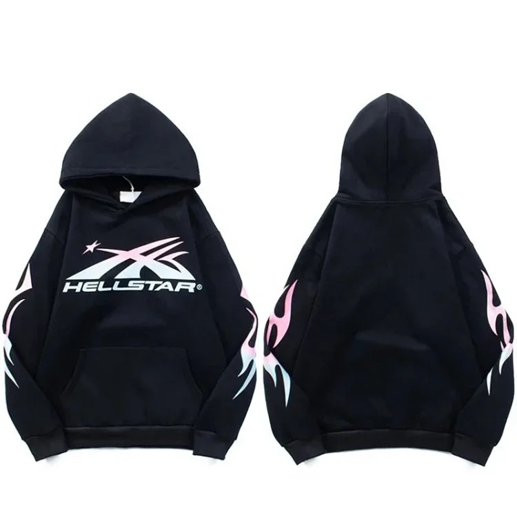 [hello series] fog high street washed and distressed heavy worker head print casual sweatshirt couple wear hoodie