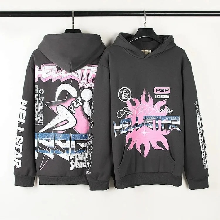 [hello series] fog high street washed and distressed heavy worker head print casual sweatshirt couple wear hoodie