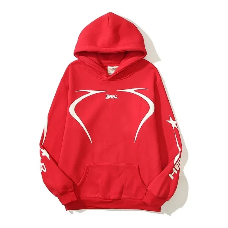 [hello series] fog high street washed and distressed heavy worker head print casual sweatshirt couple wear hoodie