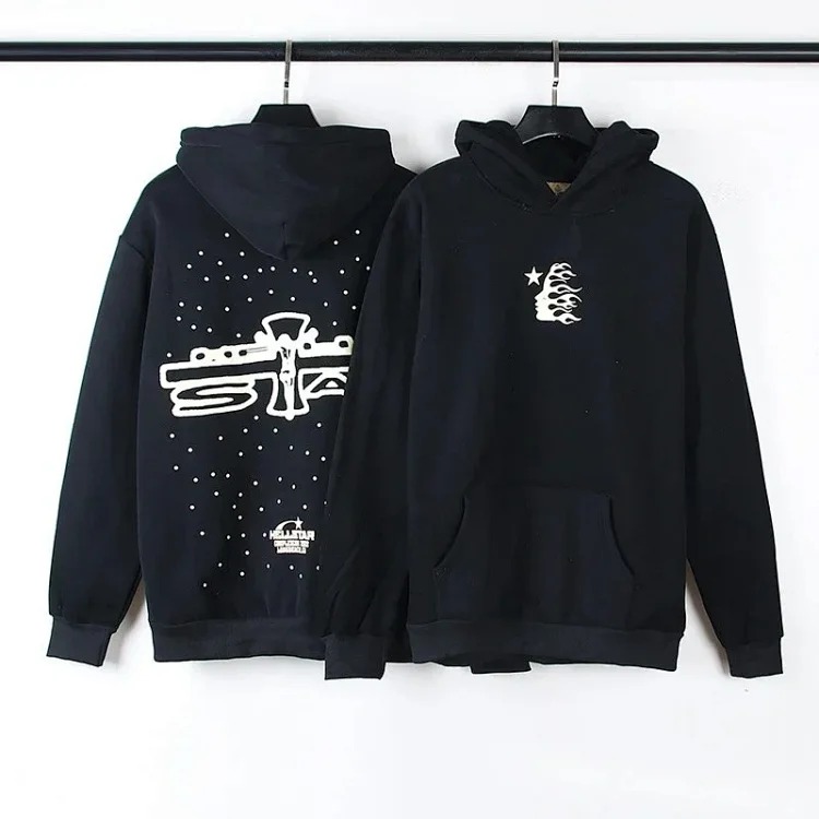 [hello series] fog high street washed and distressed heavy worker head print casual sweatshirt couple wear hoodie
