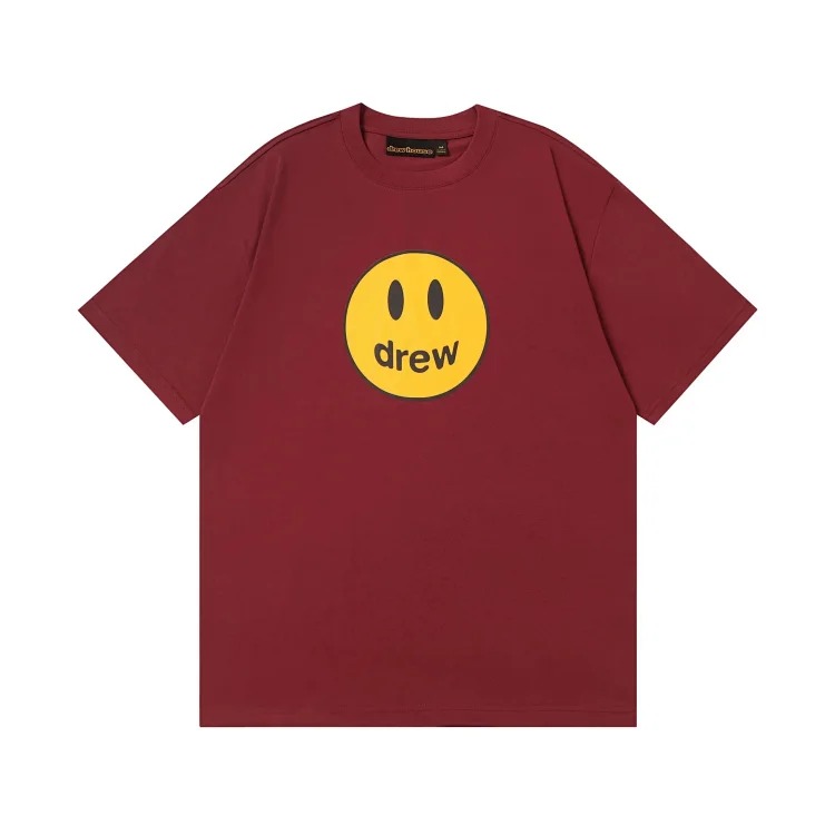 drewSmiley face printed short-sleeved Justin Bieber same style high street casual men and women couple loose T-shirt ins