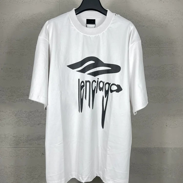 Paris high B home SS25 new 3M artistic letter print washed and worn loose short-sleeved T-shirt