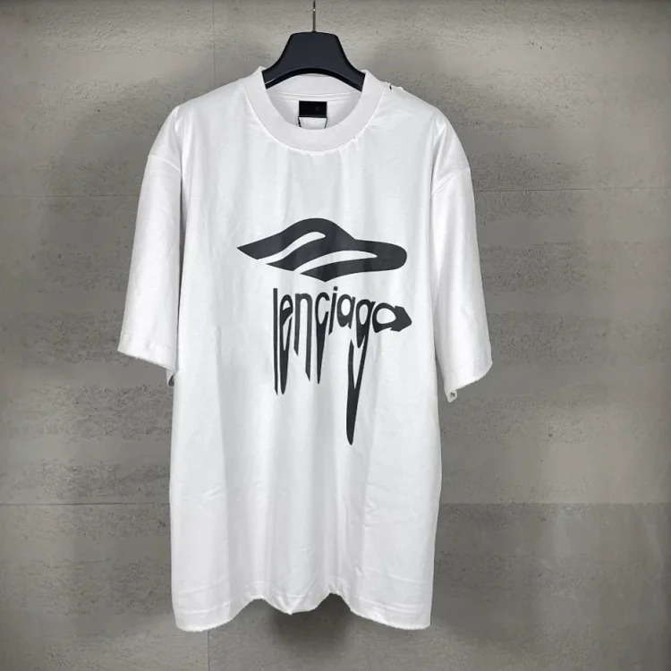 Paris high B home SS25 new 3M artistic letter print washed and worn loose short-sleeved T-shirt
