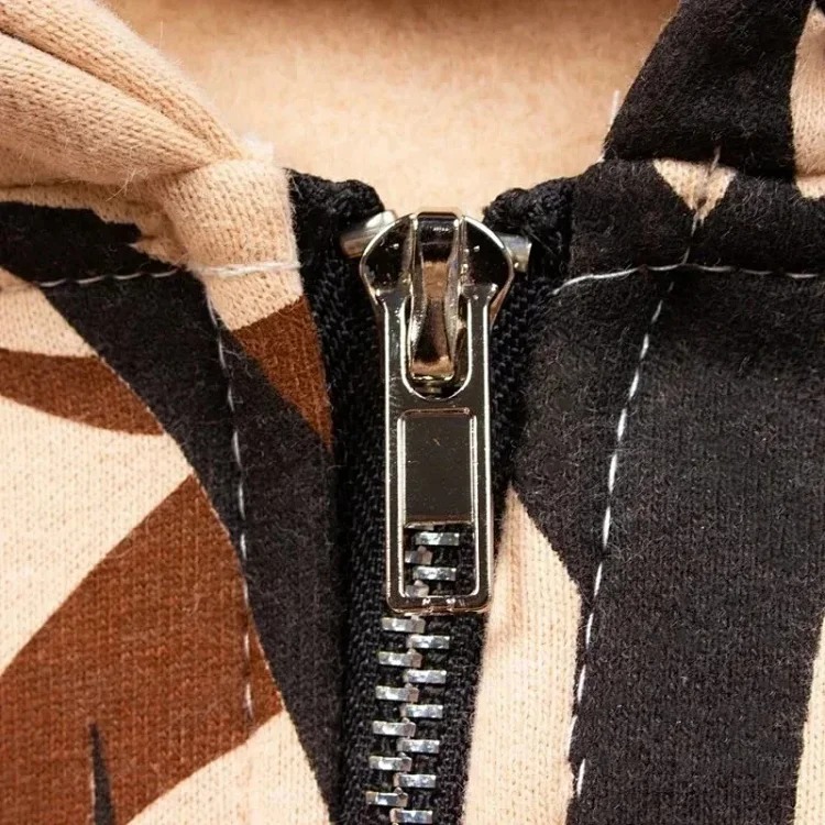 Velvet zipper sweatshirt European and American high street fashion brand hip-hop street ins star travis scott same style thorns all over print pure cotton fleece cardigan sweatshirt zipper h