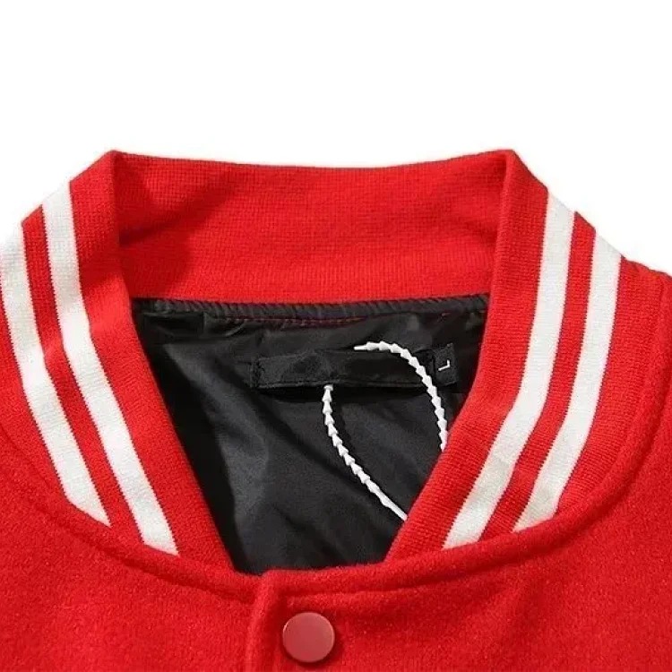 [Longfengni Lined Fabric] Autumn American Travis Scott autumn and winter casual towel embroidery for male and female students splicing leather sleeves loose baseball uniform jacket jacket ba