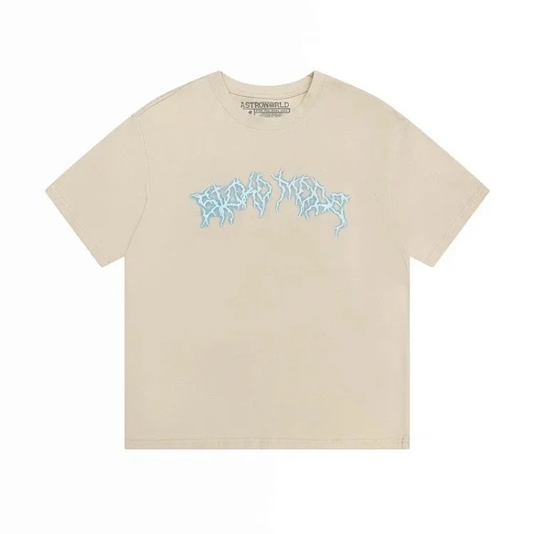 Travis Scott Astroworld letter lightning foam print American trendy brand short-sleeved T-shirt couple summer