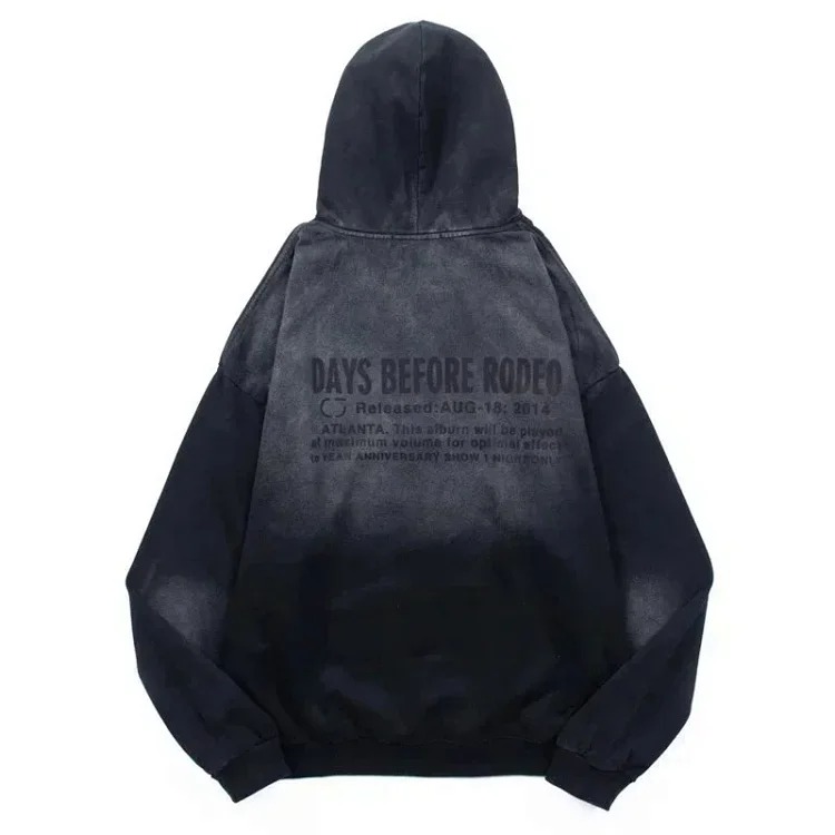 420g heavyweight washed sweatshirt American high street trendy brand travis scott hooded sweatshirt washed spray Ma Liu distressed retro male and female couple autumn Rodeo pure cotton terry