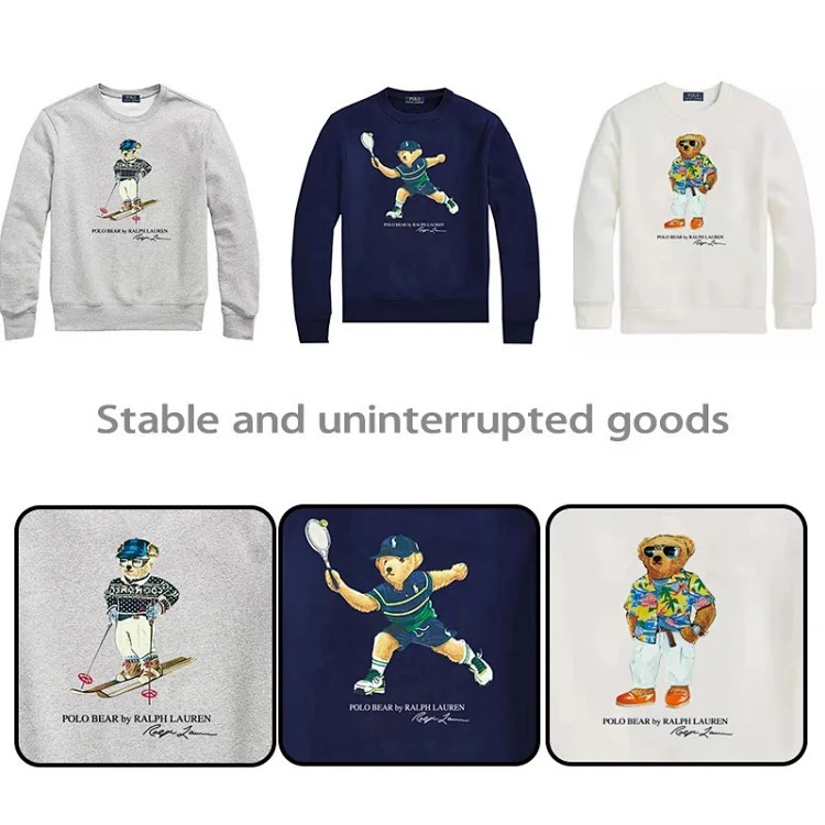 Round Neck Bear Ralph Lauren Autumn Couple Sweatshirt for Men and Women