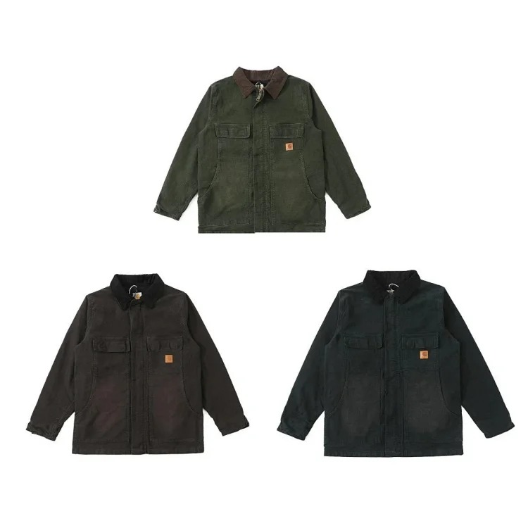 Carhartt style canvas American lapel work jacket classic Detroit men's and women's hooded top trendy
